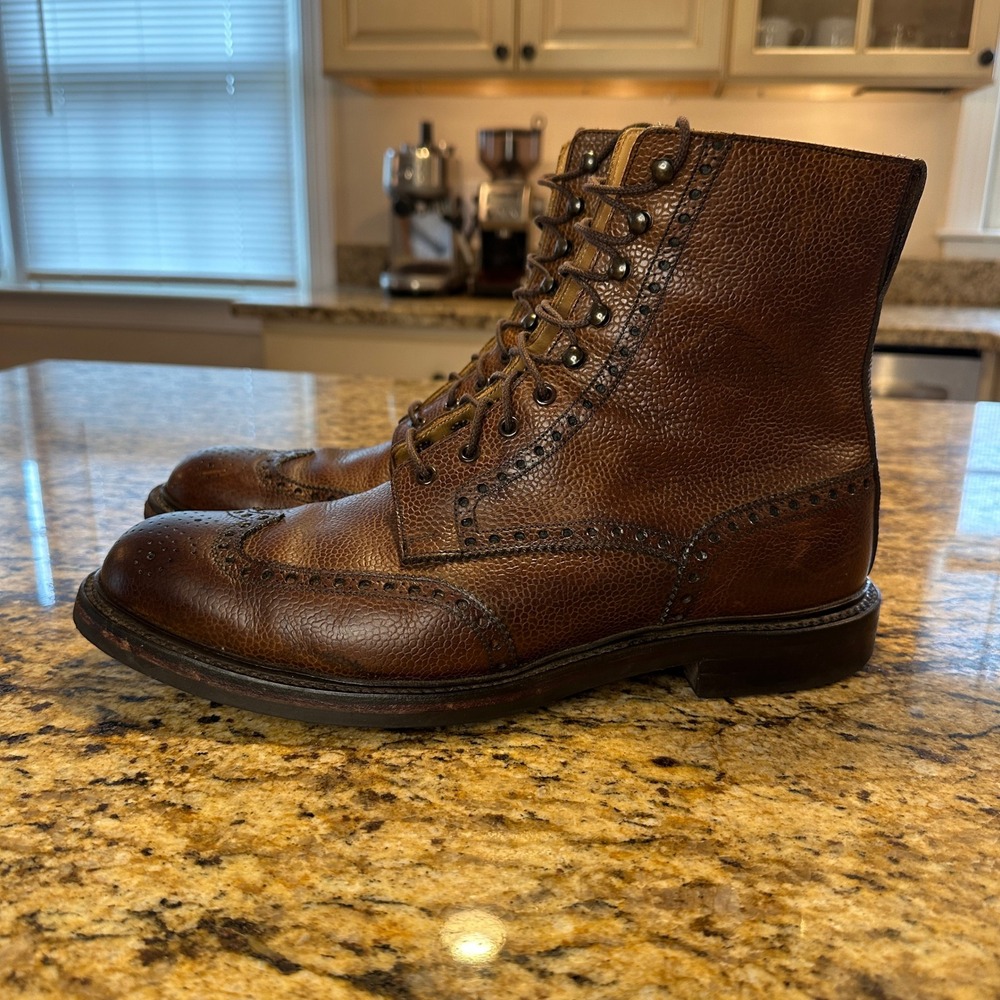 Crockett & Jones Oxford Boots Mens 10.5 Islay Dark Brown Scotch Grain Leather
